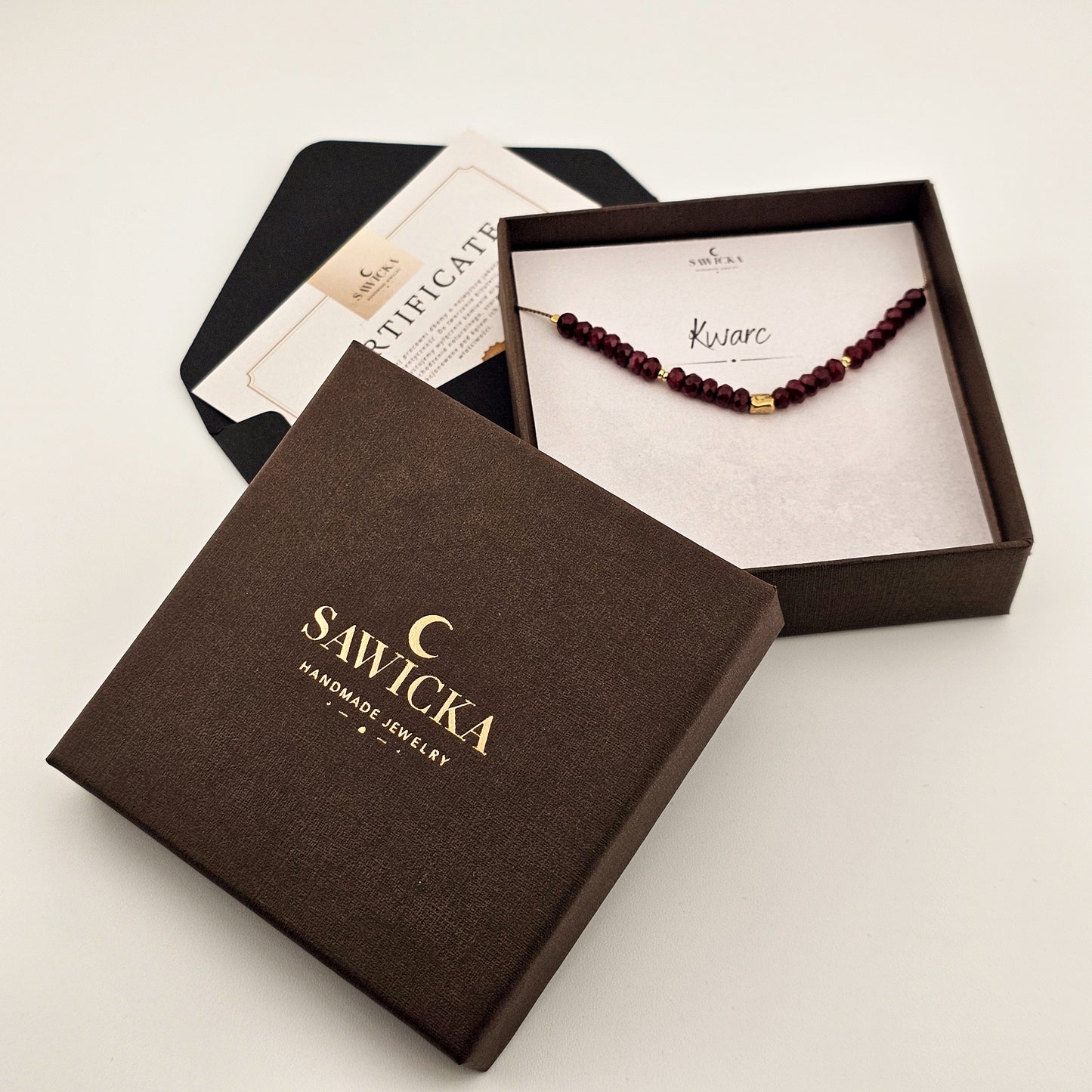 Kwarc bordo - bransoletka z kamieninaturalnych