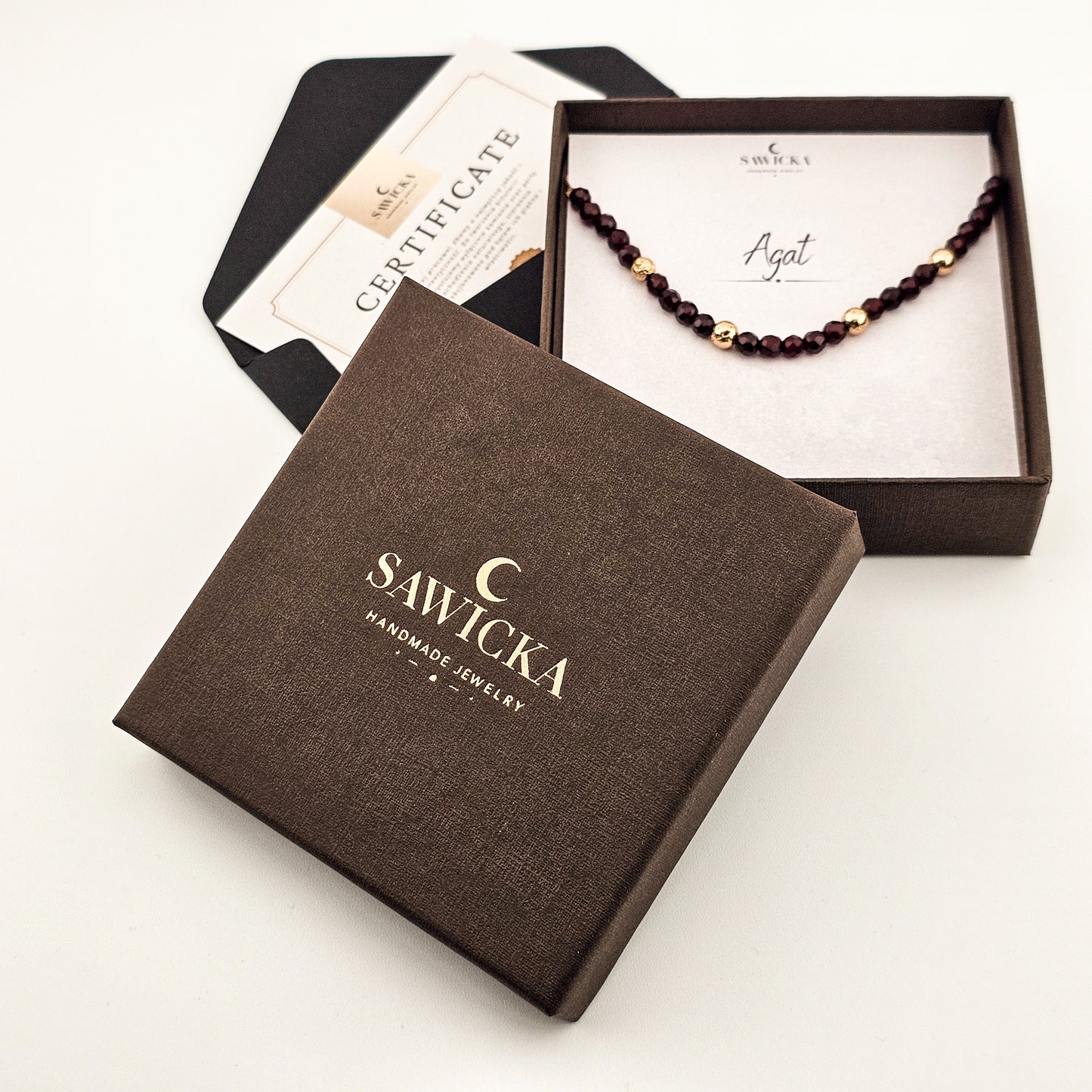 Agat bordowy - bransoletka z kamieni naturalnych