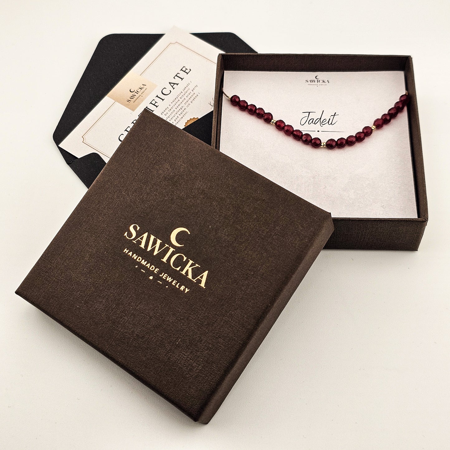 Jadeit bordowy - bransoletka z kamieni naturalnych - bransoletka z jadeitem