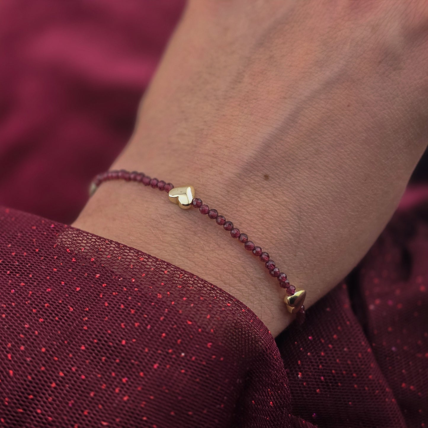 SERCA Z GRANATEM - BRANSOLETKAZ KAMIENI NATURALNYCH NA ŻYŁCE