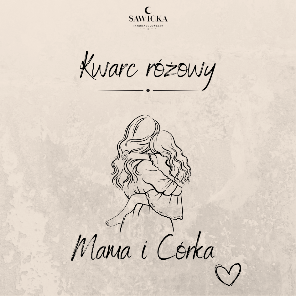 Mama i Córka - bransoletka z misiem / myszką Miki - kwarc różowy - zestaw dla mamy i córki