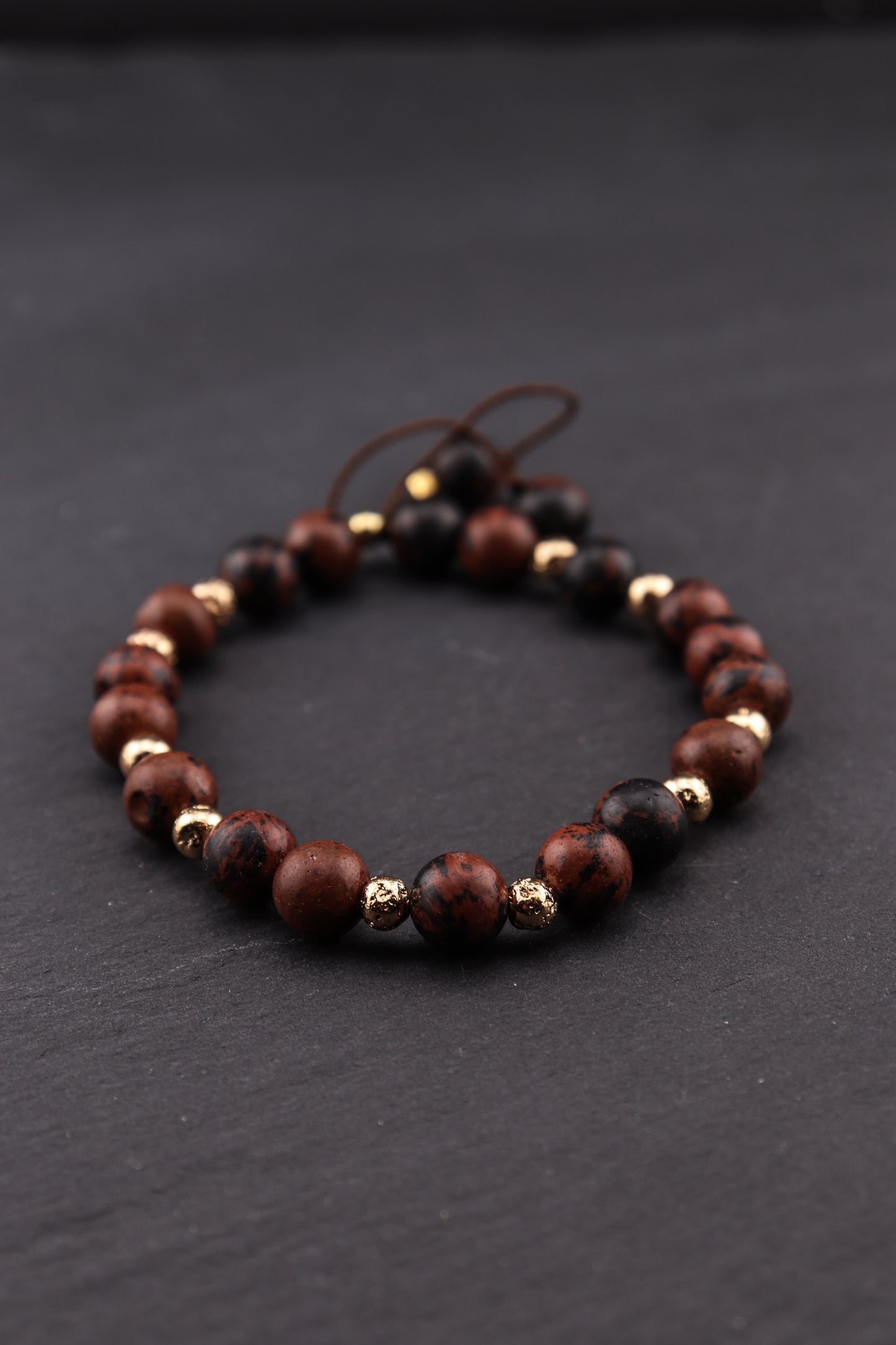 Bronzyt z Lawą- Bransoletka Męska