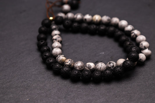ZESTAW MĘSKICH BRANSOLETEK - KAMIEŃ WULKANICZNY Z JASPISEM