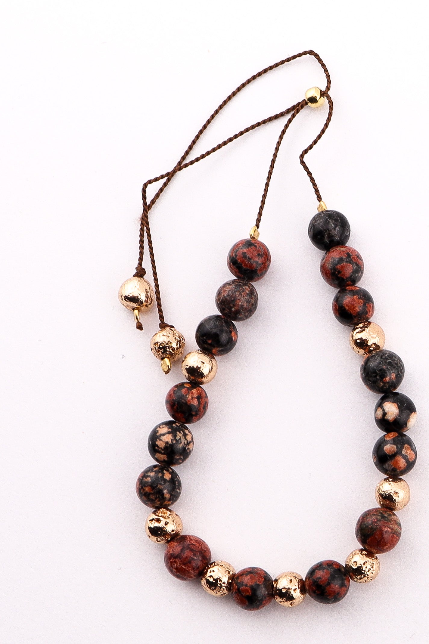 BRĄZOWY OBSYDIAN ZE ZŁOTĄ LAWĄ - BRANSOLETKA Z KAMIENI NATURALNYCH