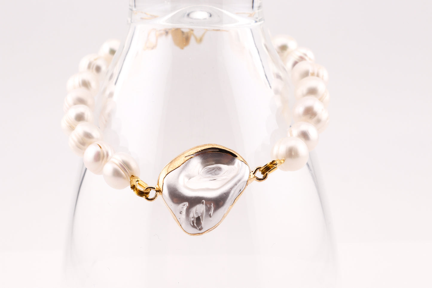 PERŁA W OPRAWIE  - BRANSOLETKA Z PERŁĄ