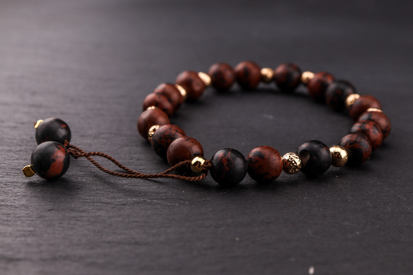 Bronzyt z Lawą- Bransoletka Męska