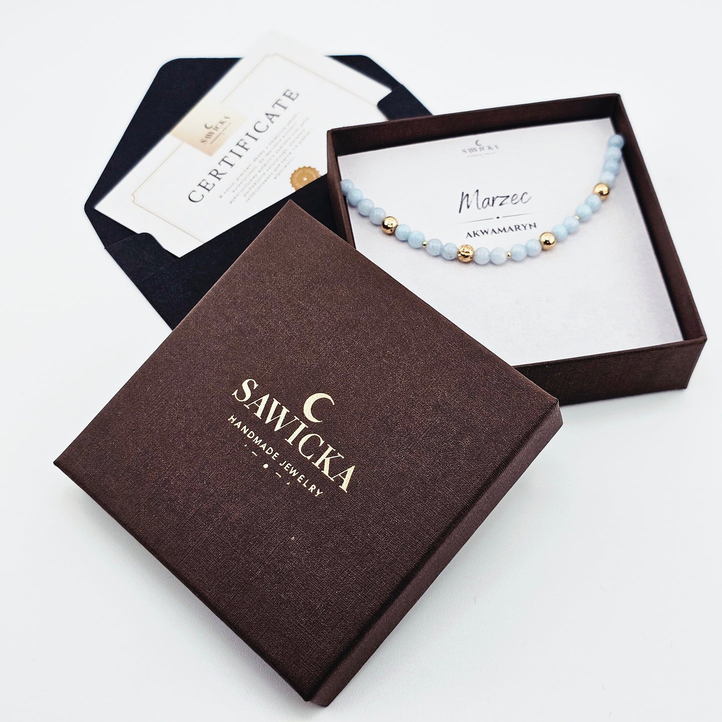 AKWAMARYN - bransoletka urodzeniowa MARZEC