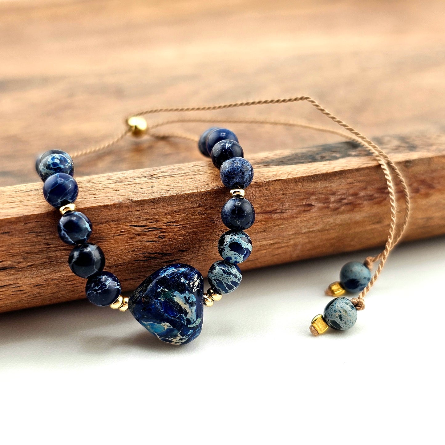 Jaspis Niebieski - bransoletka z kamieni naturalnych