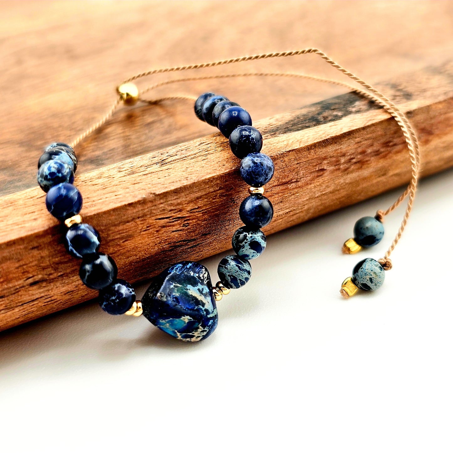 Jaspis Niebieski - bransoletka z kamieni naturalnych