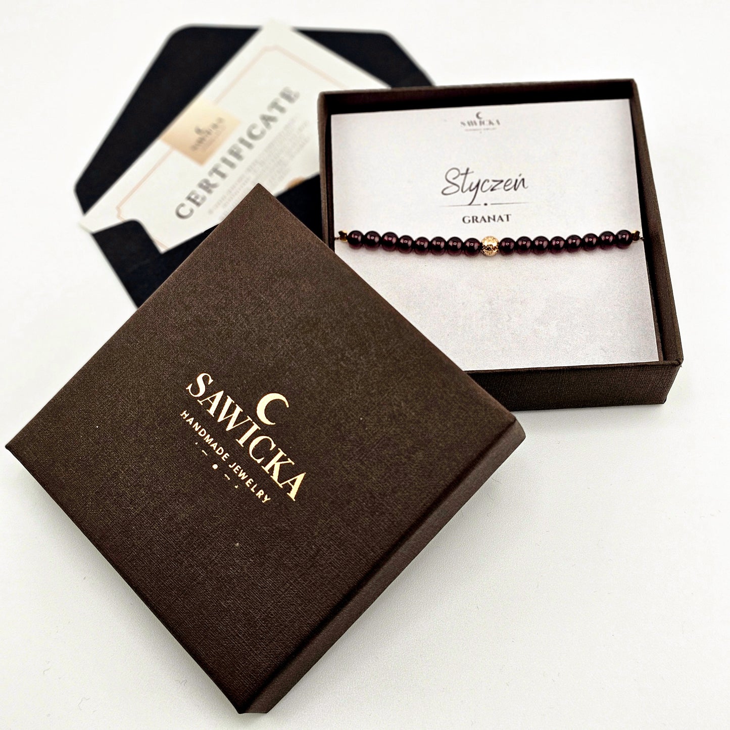 GRANAT - bransoletka urodzeniowa STYCZEŃ