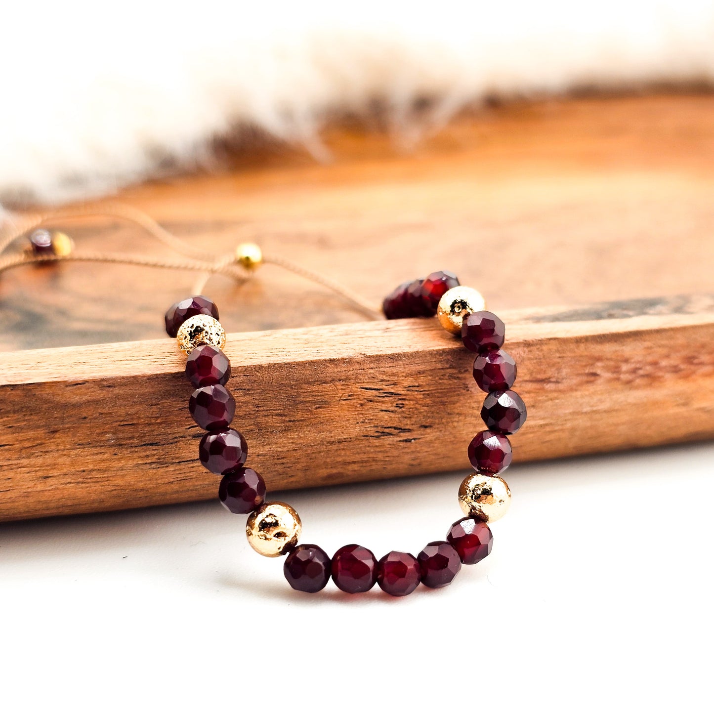 Agat bordowy - bransoletka z kamieni naturalnych