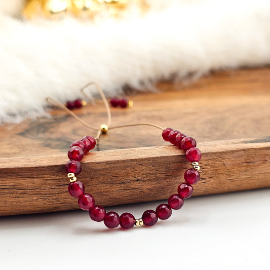 Jadeit bordowy - bransoletka z kamieni naturalnych - bransoletka z jadeitem