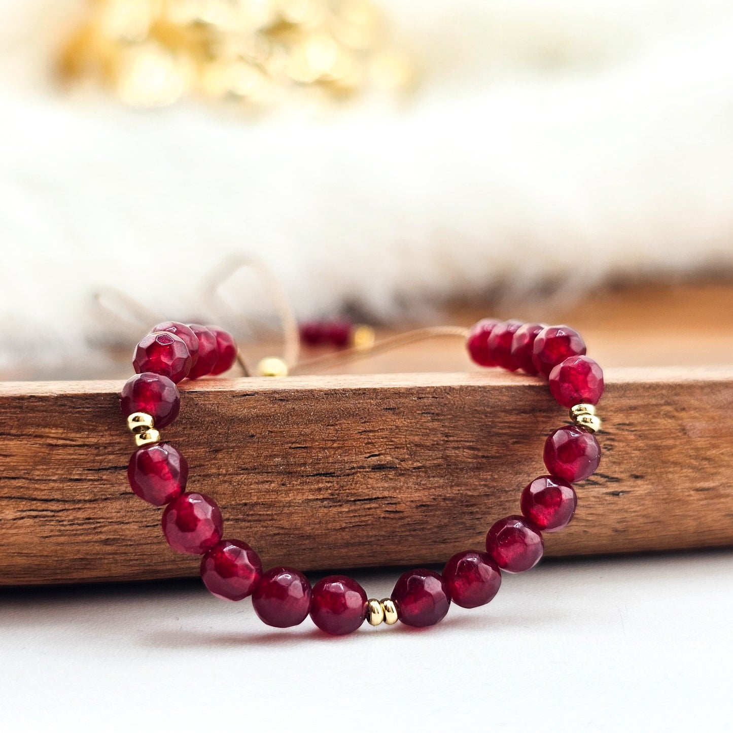 Jadeit bordowy - bransoletka z kamieni naturalnych - bransoletka z jadeitem