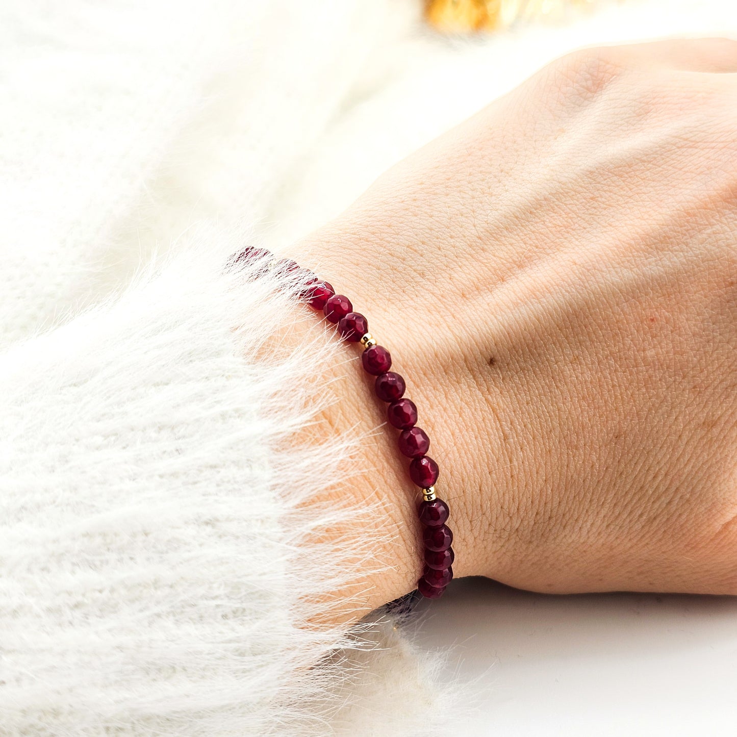 Jadeit bordowy - bransoletka z kamieni naturalnych - bransoletka z jadeitem