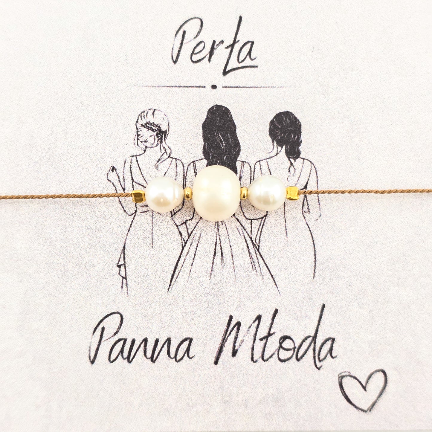 Bransoletka z perłą na sznurku Panna Młoda  - Team Bride - bransoletki na Wieczór Panieński