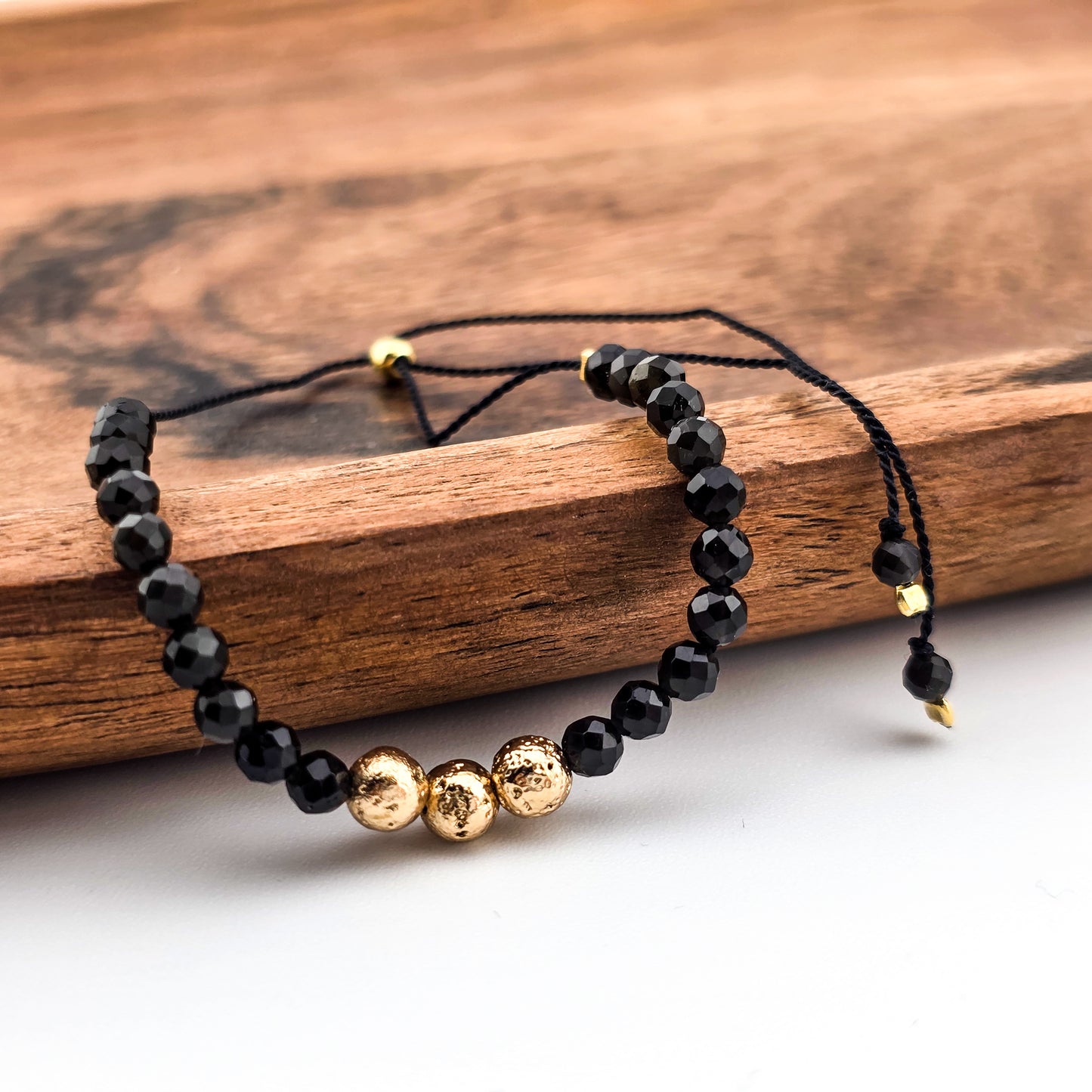 Obsydian ze złotą lawą - bransoletka z kamieni naturalnych