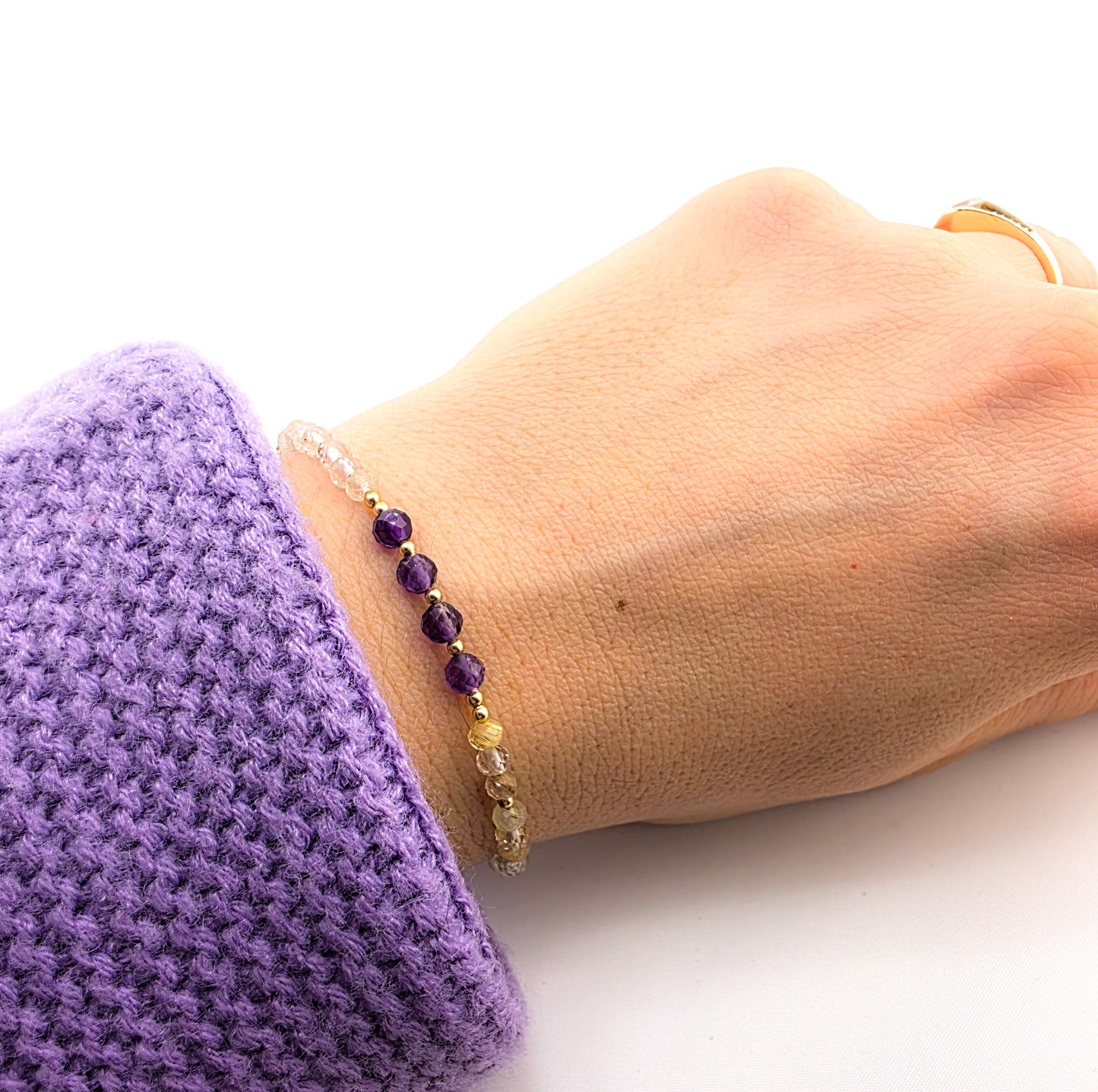 KLUCZ DO MEDYTACJI - Pozytywna energia - bransoletka z ametystem i cytrynem