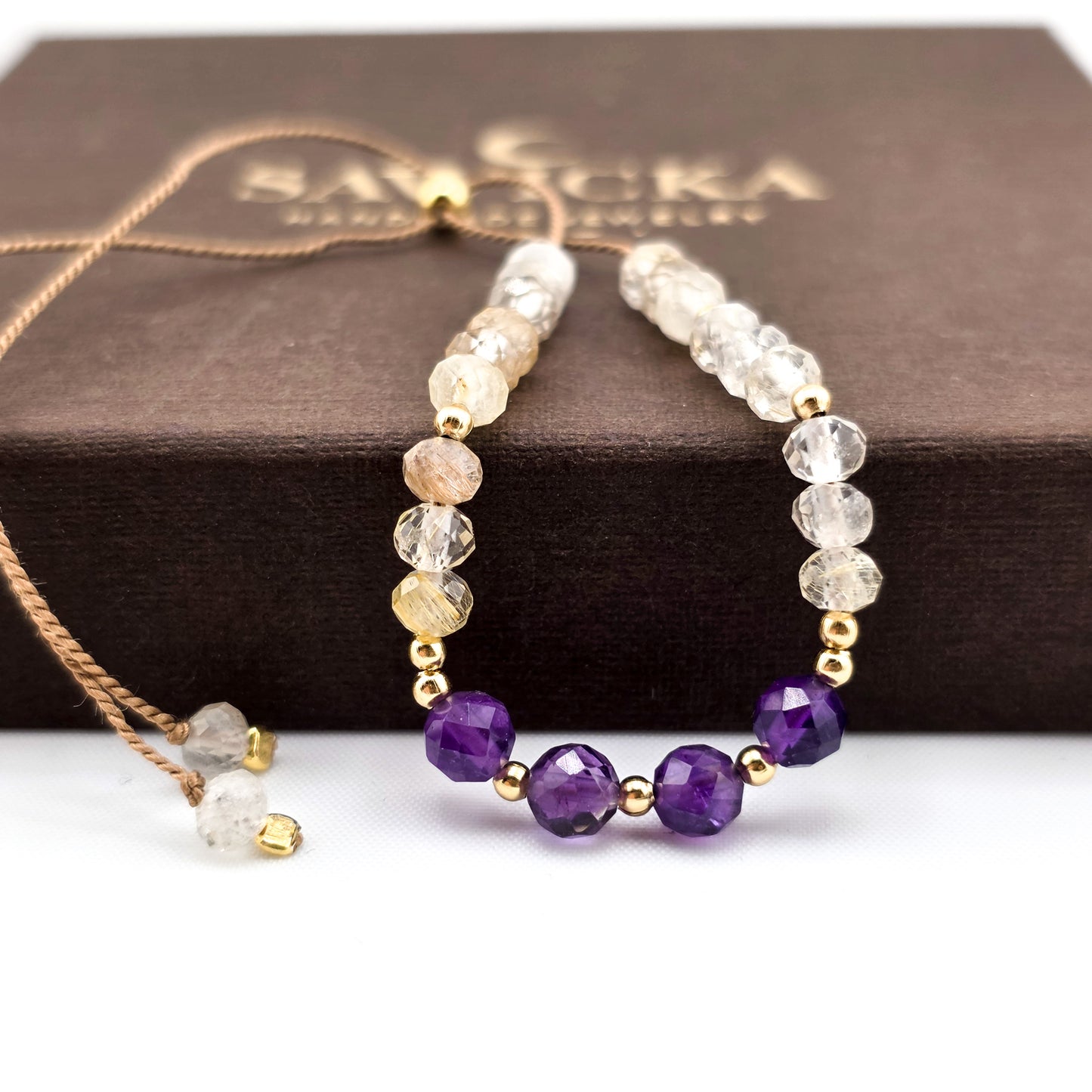 KLUCZ DO MEDYTACJI - Pozytywna energia - bransoletka z ametystem i cytrynem