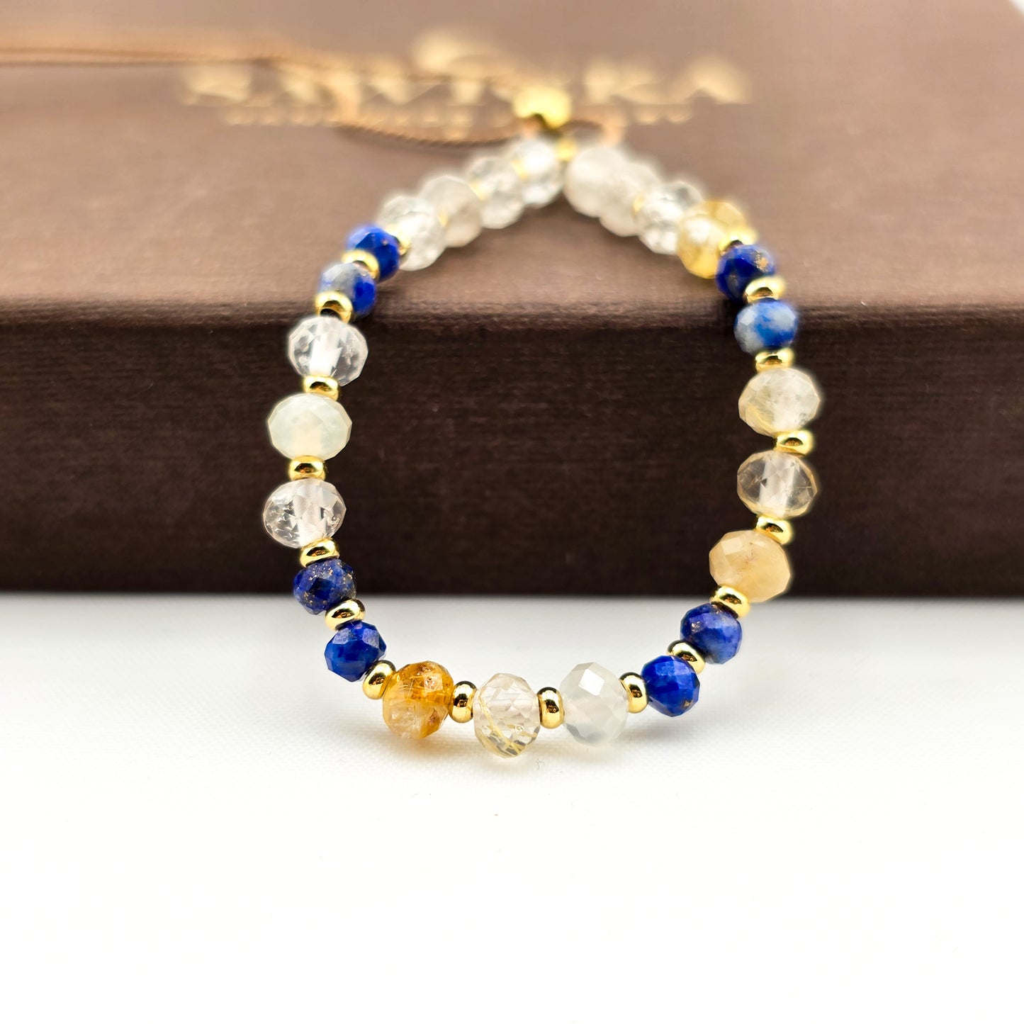 KLUCZ DO MEDYTACJI - Potęga umysłu - bransoletka talizman z cytrynem i lapis lazuli