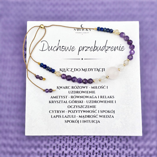 KLUCZ DO MEDYSTACJI - Duchowe Przebudzenie - bransoletka talizman  z ametystem i lapis lazuli