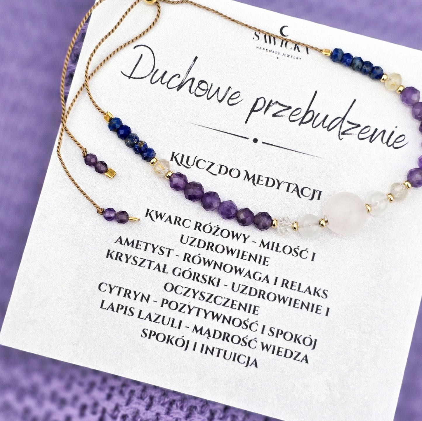 KLUCZ DO MEDYSTACJI - Duchowe Przebudzenie - bransoletka talizman  z ametystem i lapis lazuli