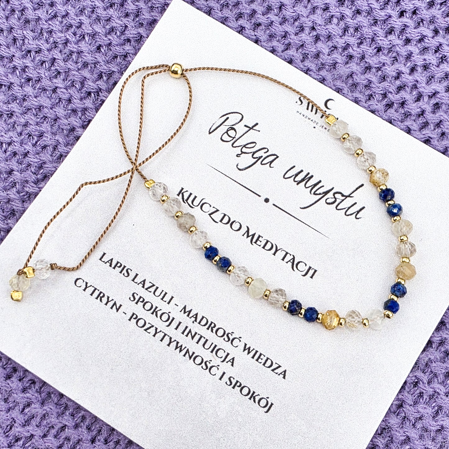 KLUCZ DO MEDYTACJI - Potęga umysłu - bransoletka talizman z cytrynem i lapis lazuli