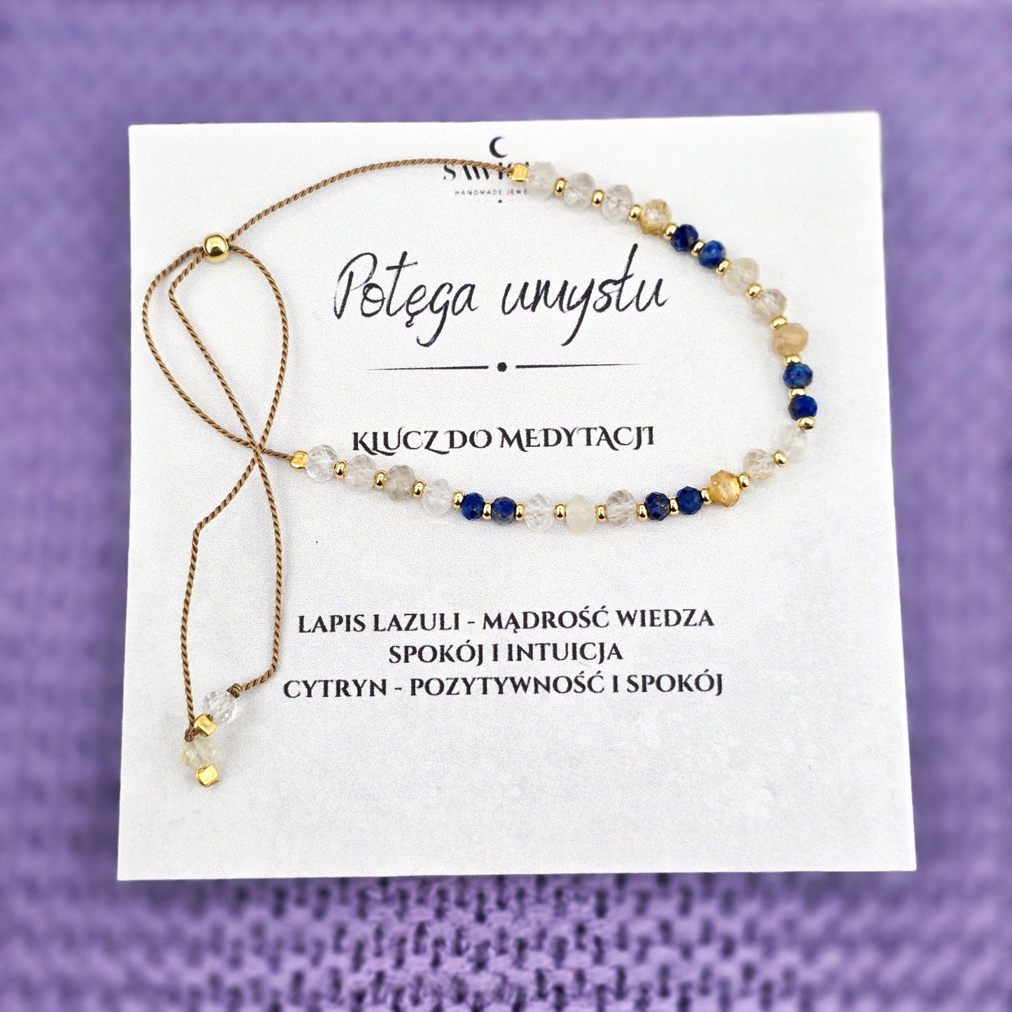 KLUCZ DO MEDYTACJI - Potęga umysłu - bransoletka talizman z cytrynem i lapis lazuli