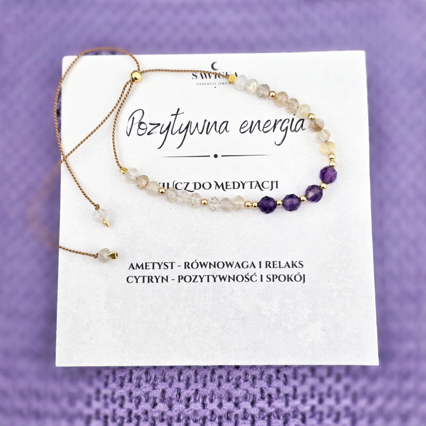 KLUCZ DO MEDYTACJI - Pozytywna energia - bransoletka z ametystem i cytrynem