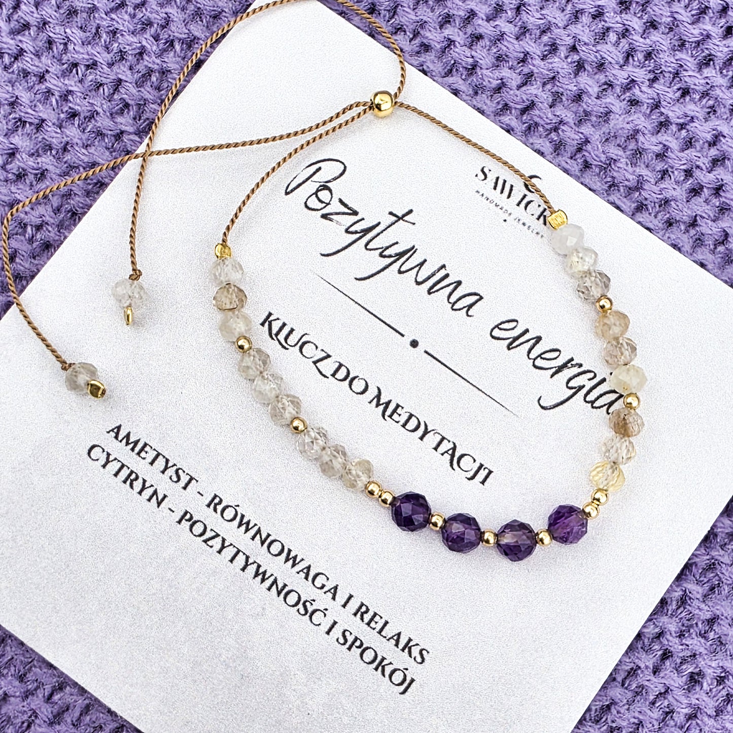 KLUCZ DO MEDYTACJI - Pozytywna energia - bransoletka z ametystem i cytrynem