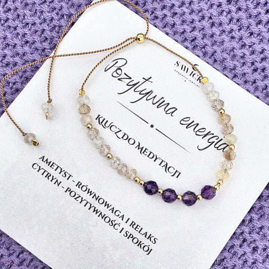 KLUCZ DO MEDYTACJI - Pozytywna energia - bransoletka z ametystem i cytrynem