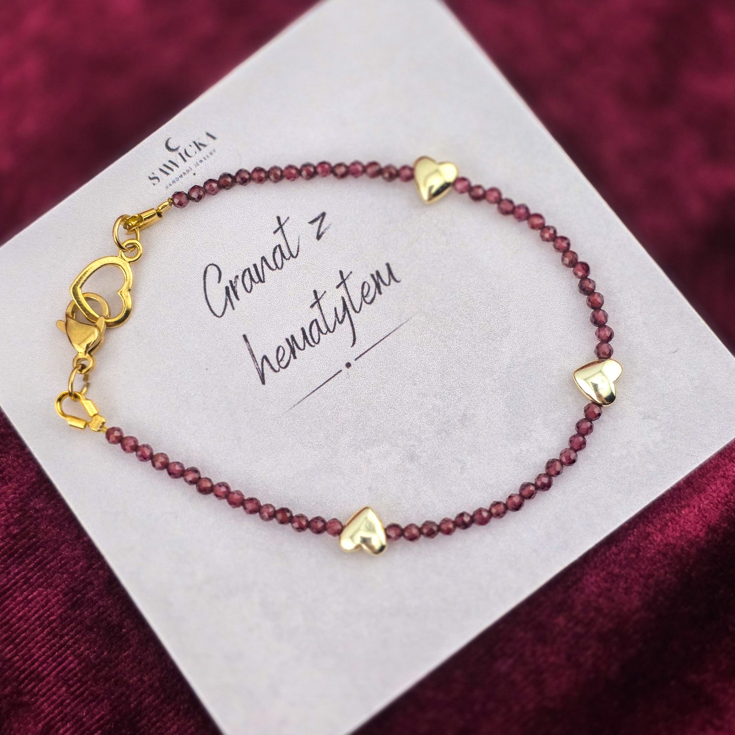 SERCA Z GRANATEM - BRANSOLETKAZ KAMIENI NATURALNYCH NA ŻYŁCE