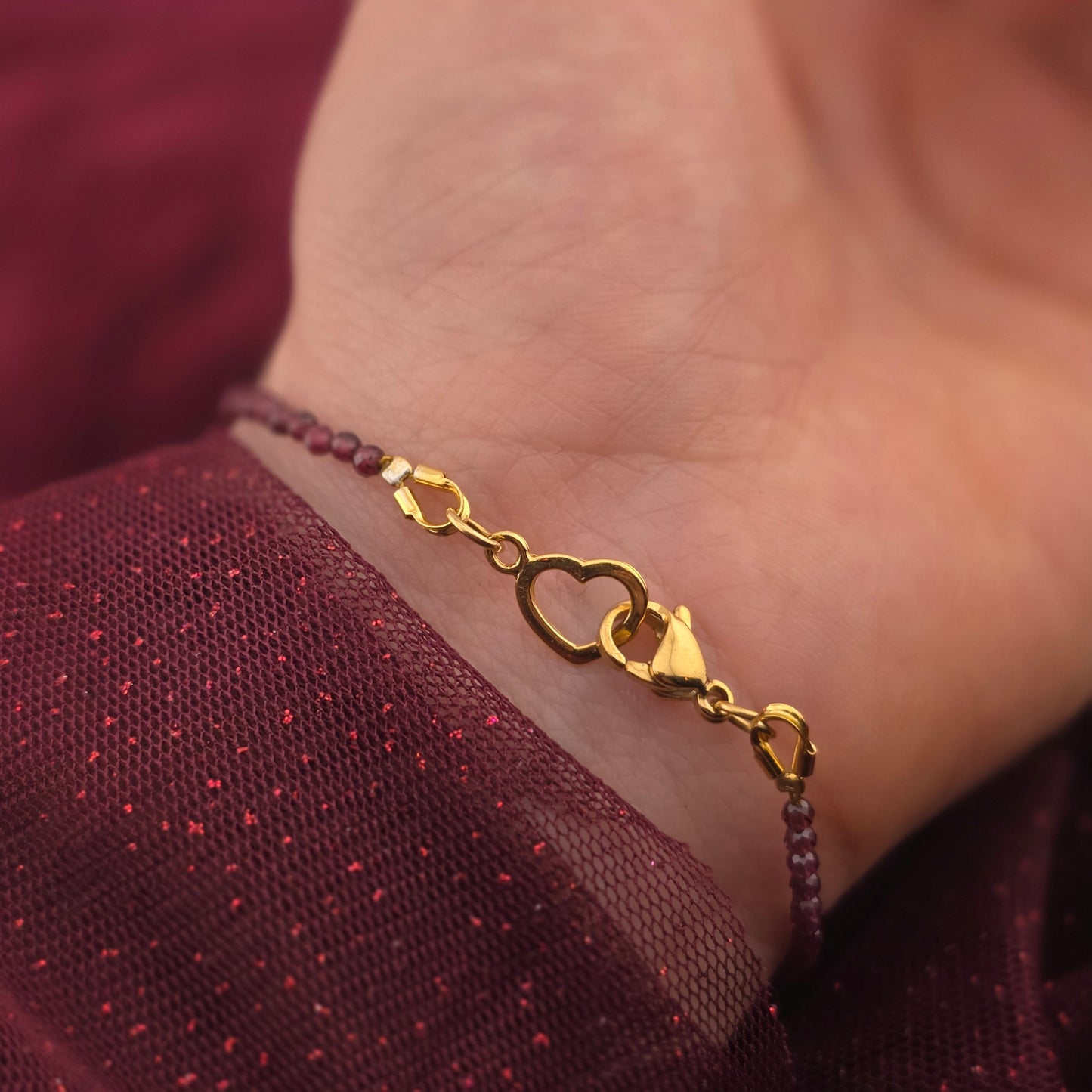 SERCA Z GRANATEM - BRANSOLETKAZ KAMIENI NATURALNYCH NA ŻYŁCE