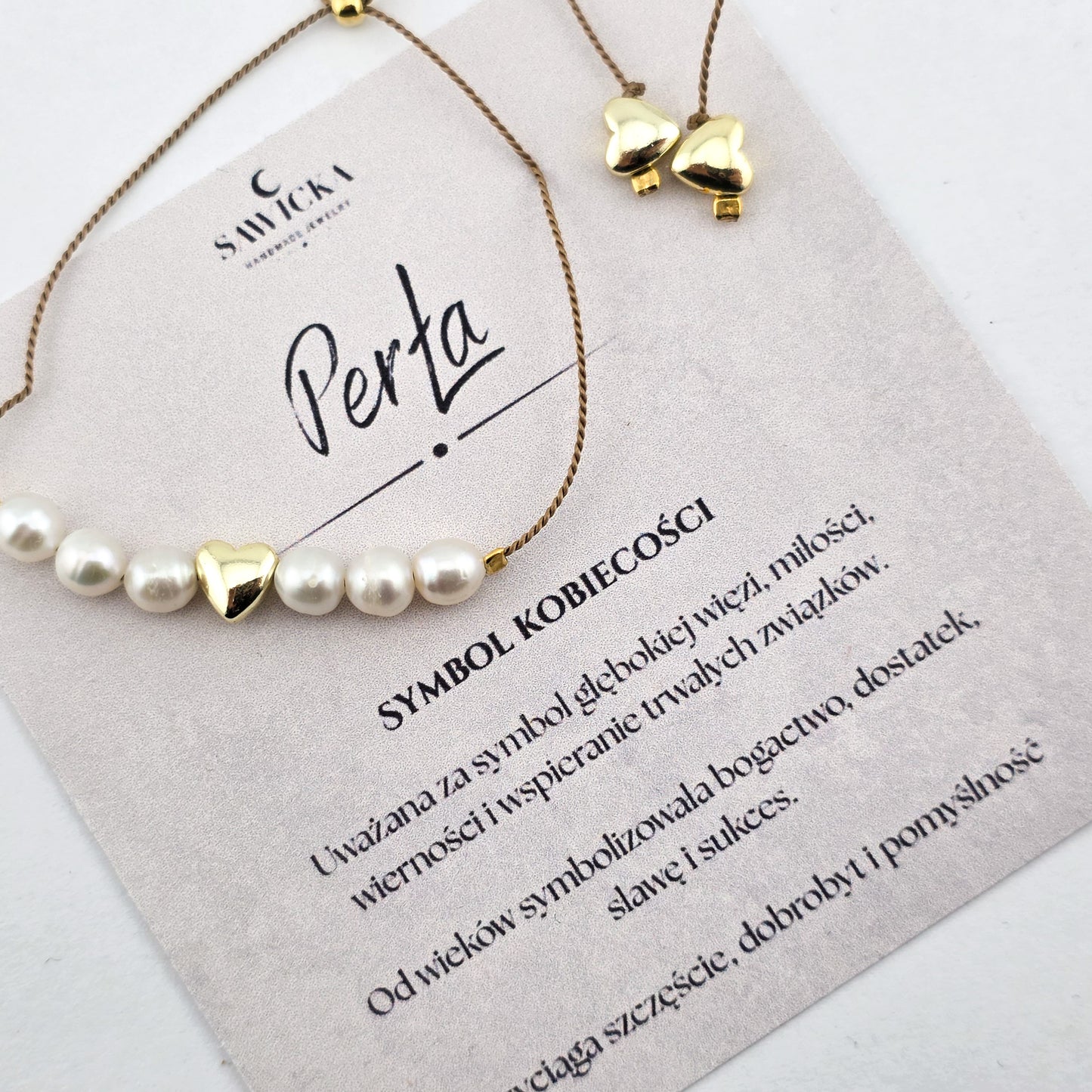 BRANSOLETKA Z PERŁĄ I HEMATYTOWYM SERCEM