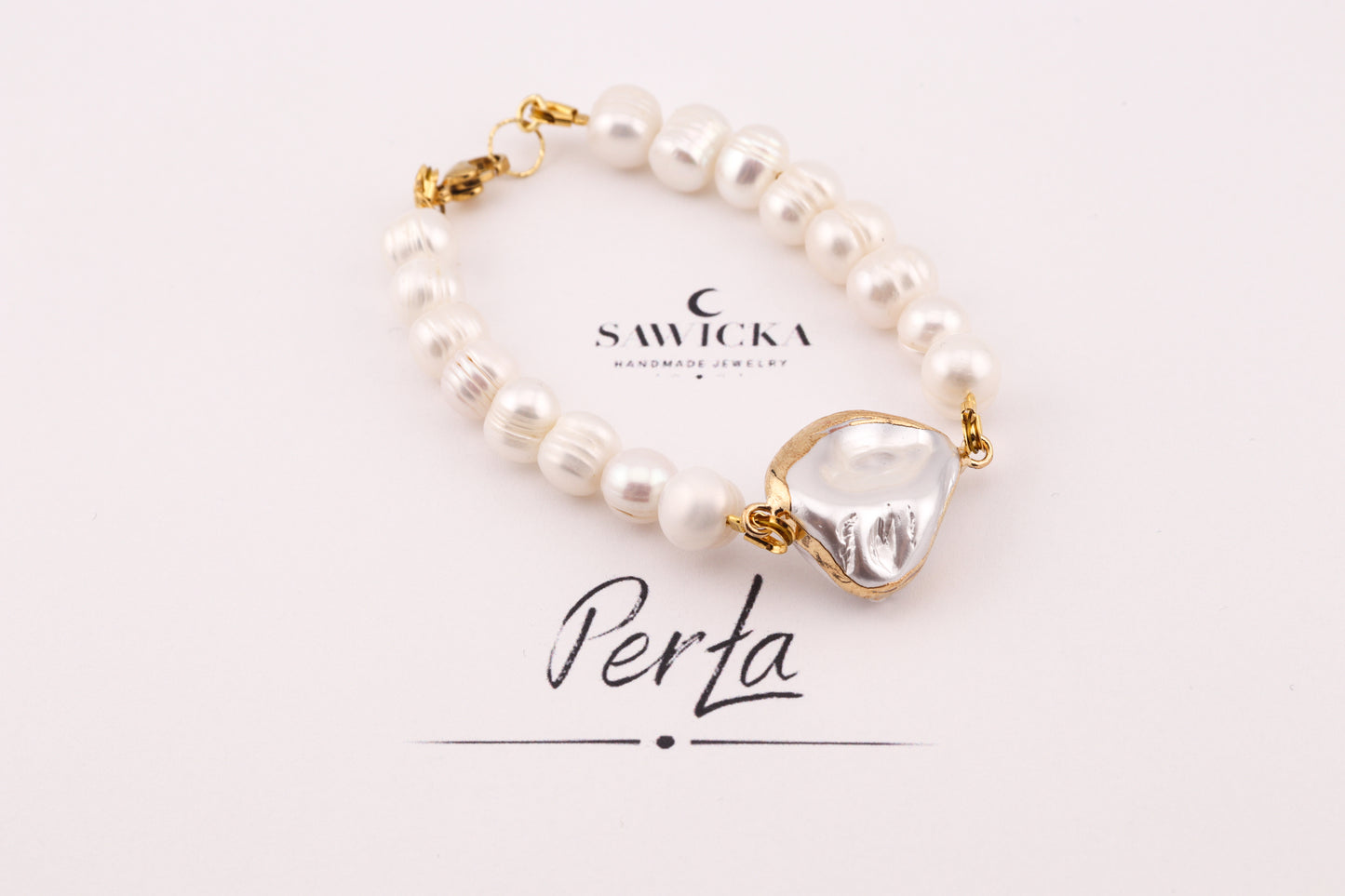 PERŁA W OPRAWIE  - BRANSOLETKA Z PERŁĄ