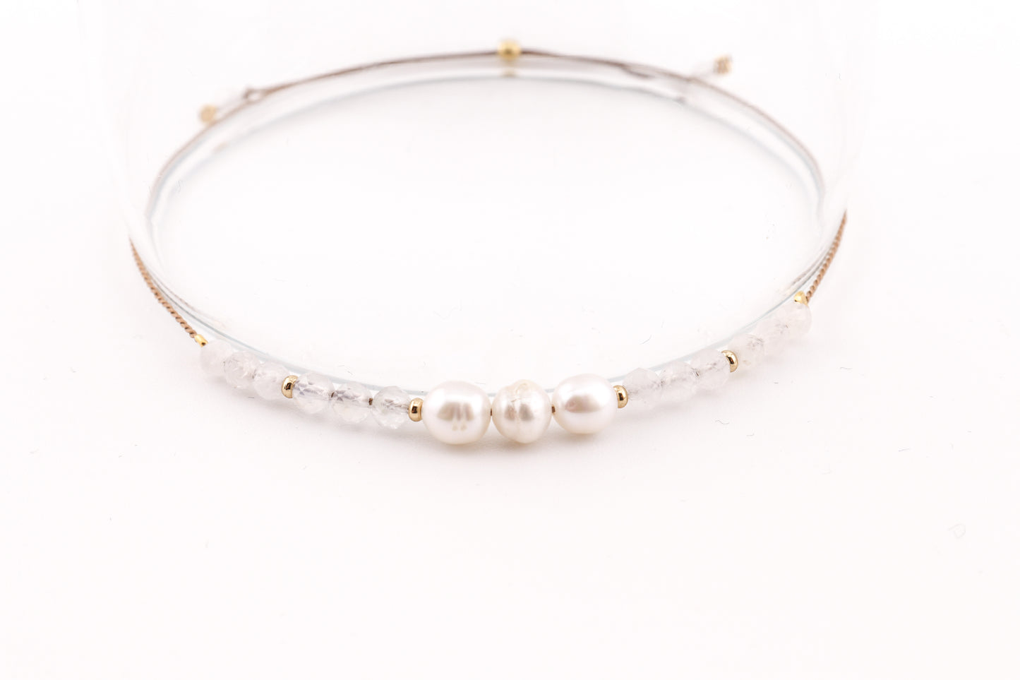 BRANSOLETKA Z PERŁĄ I KAMIENIEM KSIĘŻYCOWYM