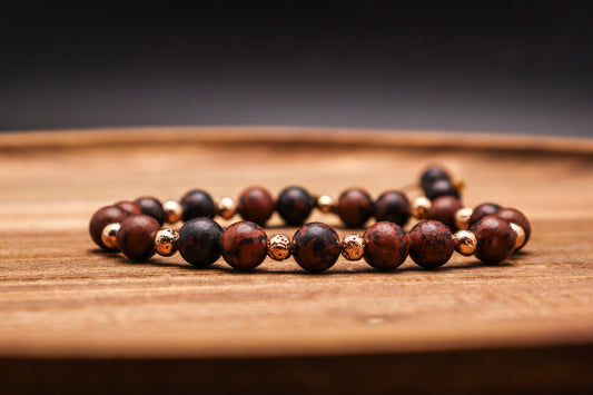 Bronzyt z Lawą- Bransoletka Męska