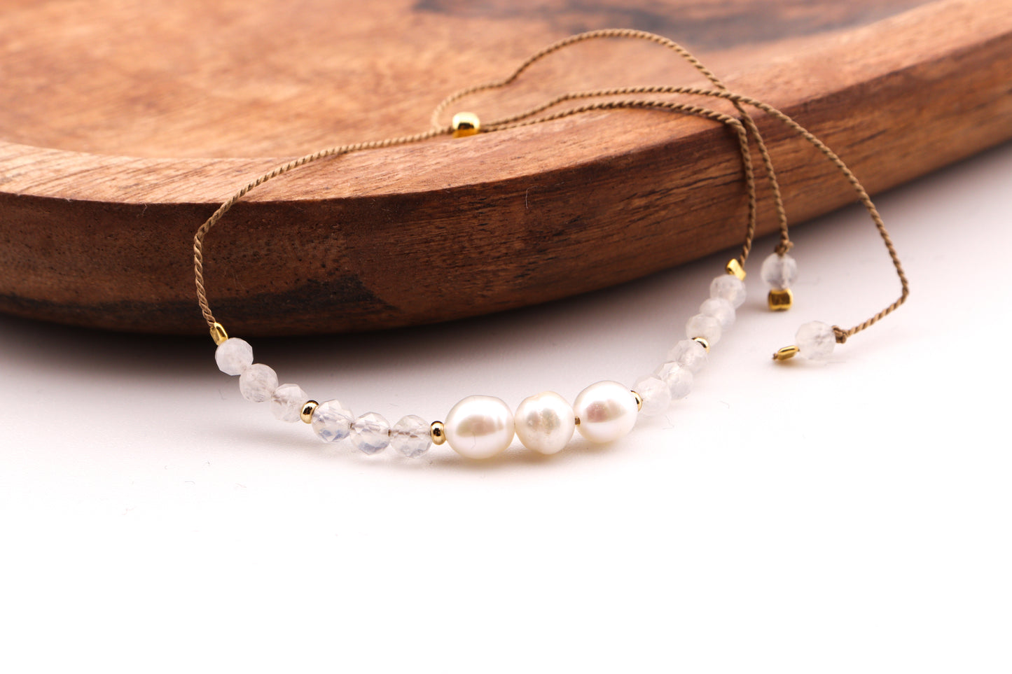 BRANSOLETKA Z PERŁĄ I KAMIENIEM KSIĘŻYCOWYM