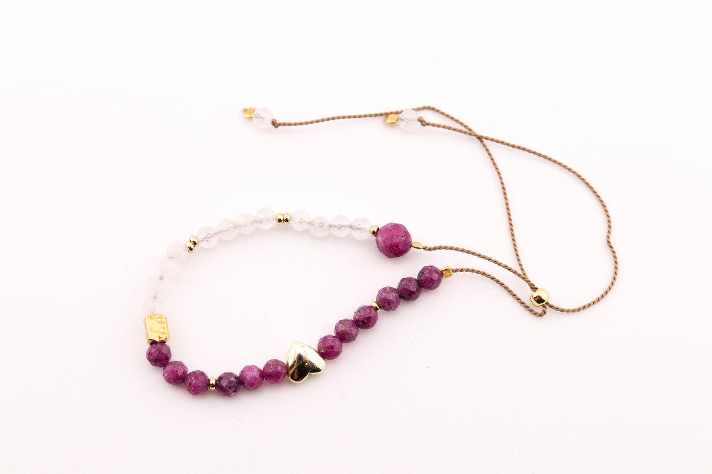 TALIZMAN MIŁOŚĆI - BRANSOLEKA Z RUBINEM I KAMIENIEM KSIĘŻYCOWYM