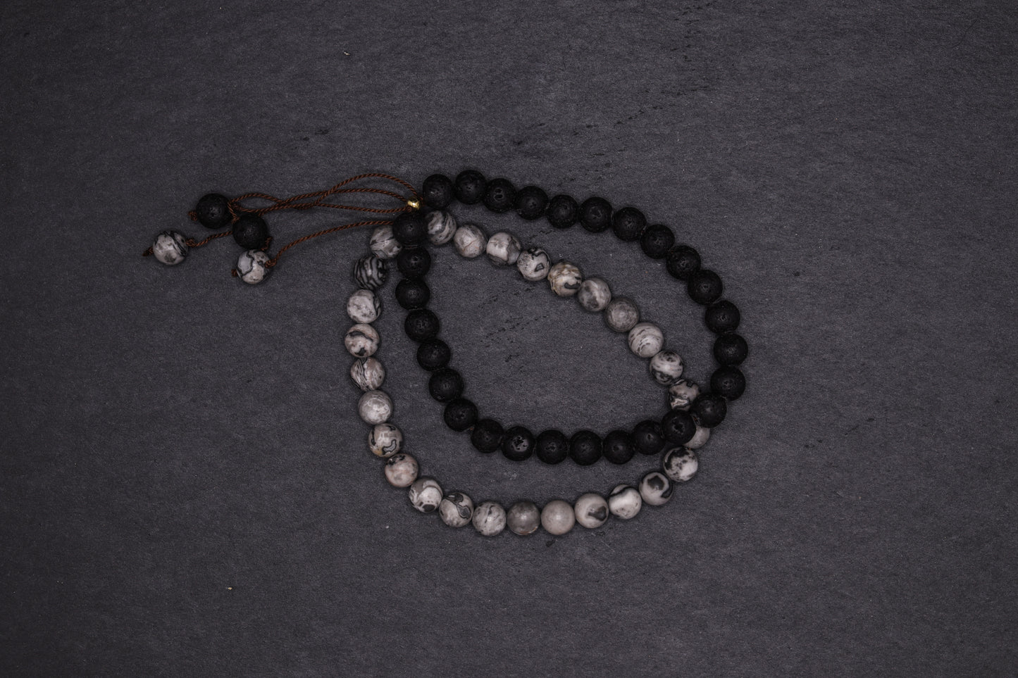 ZESTAW MĘSKICH BRANSOLETEK - KAMIEŃ WULKANICZNY Z JASPISEM