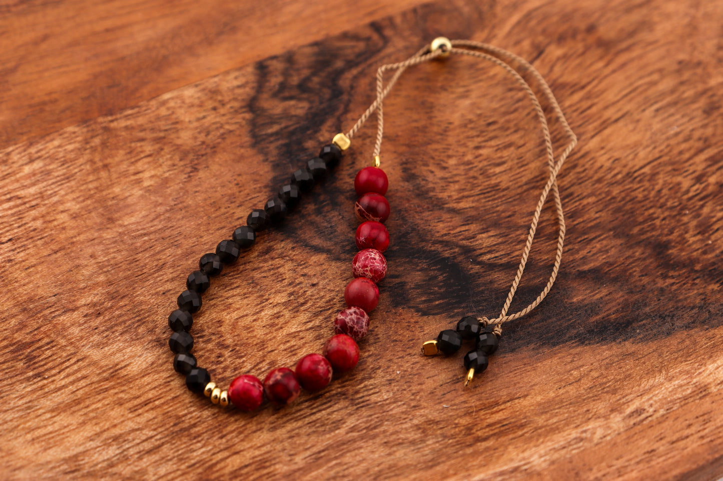 BRANSOLETKA TALIZMAN OCHRONNY OBSYDIAN Z JASPISEM