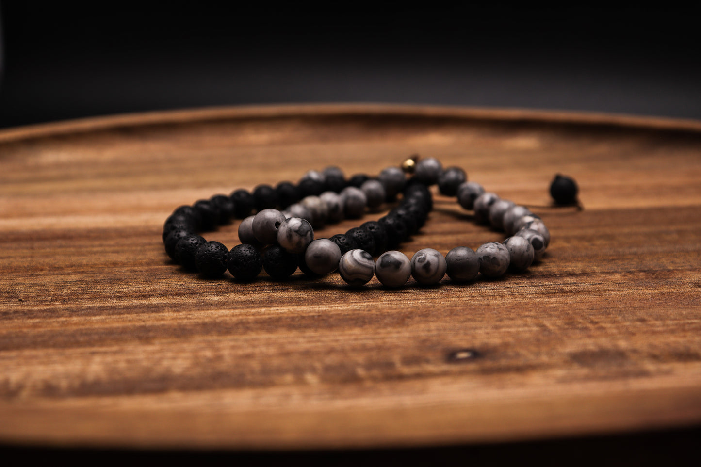 ZESTAW MĘSKICH BRANSOLETEK - KAMIEŃ WULKANICZNY Z JASPISEM