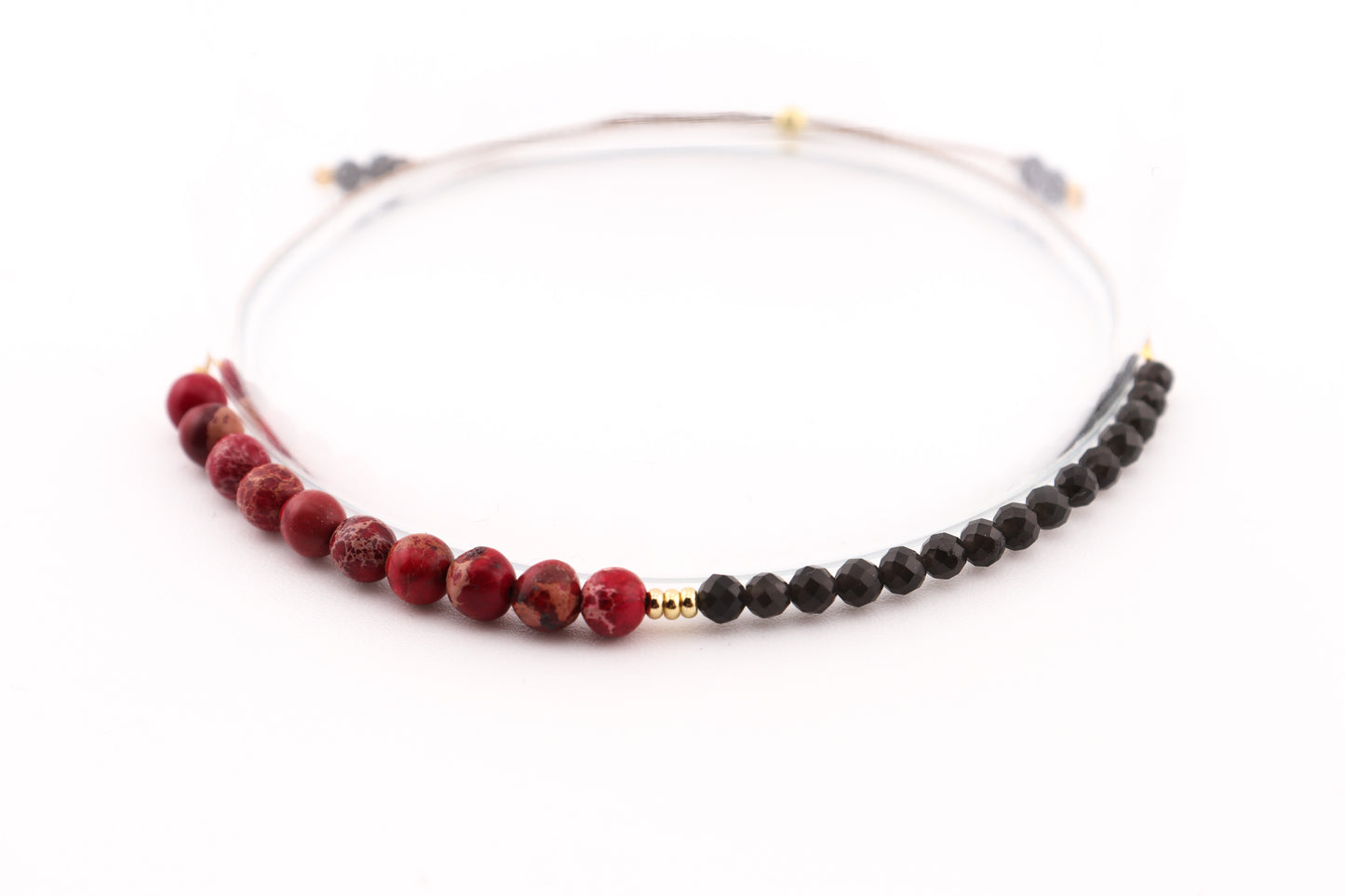 BRANSOLETKA TALIZMAN OCHRONNY OBSYDIAN Z JASPISEM