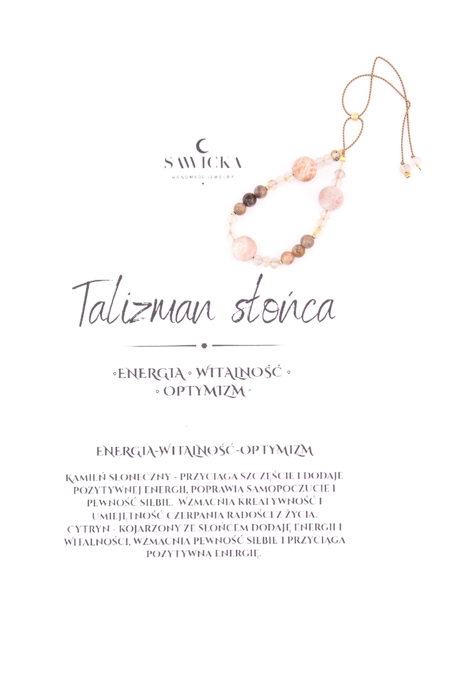 TALIZMAN SŁOŃCA - ENERIA - WITALNOŚĆ - OPTYMIZM - BRANSOLETKA Z KAMIENI NATURALNYCH