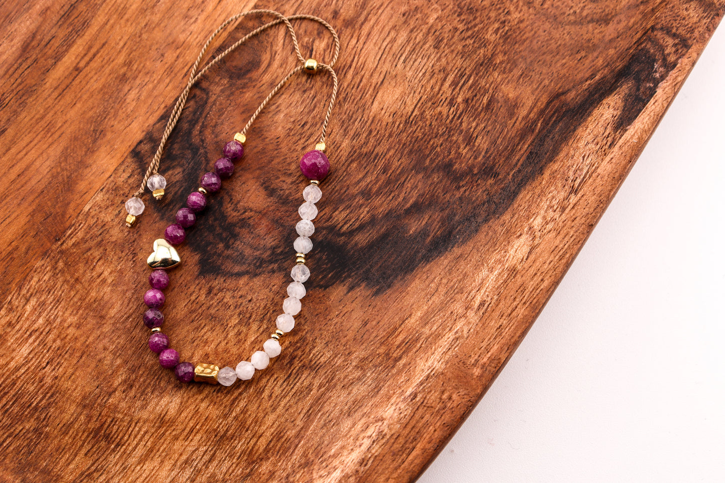 TALIZMAN MIŁOŚĆI - BRANSOLEKA Z RUBINEM I KAMIENIEM KSIĘŻYCOWYM