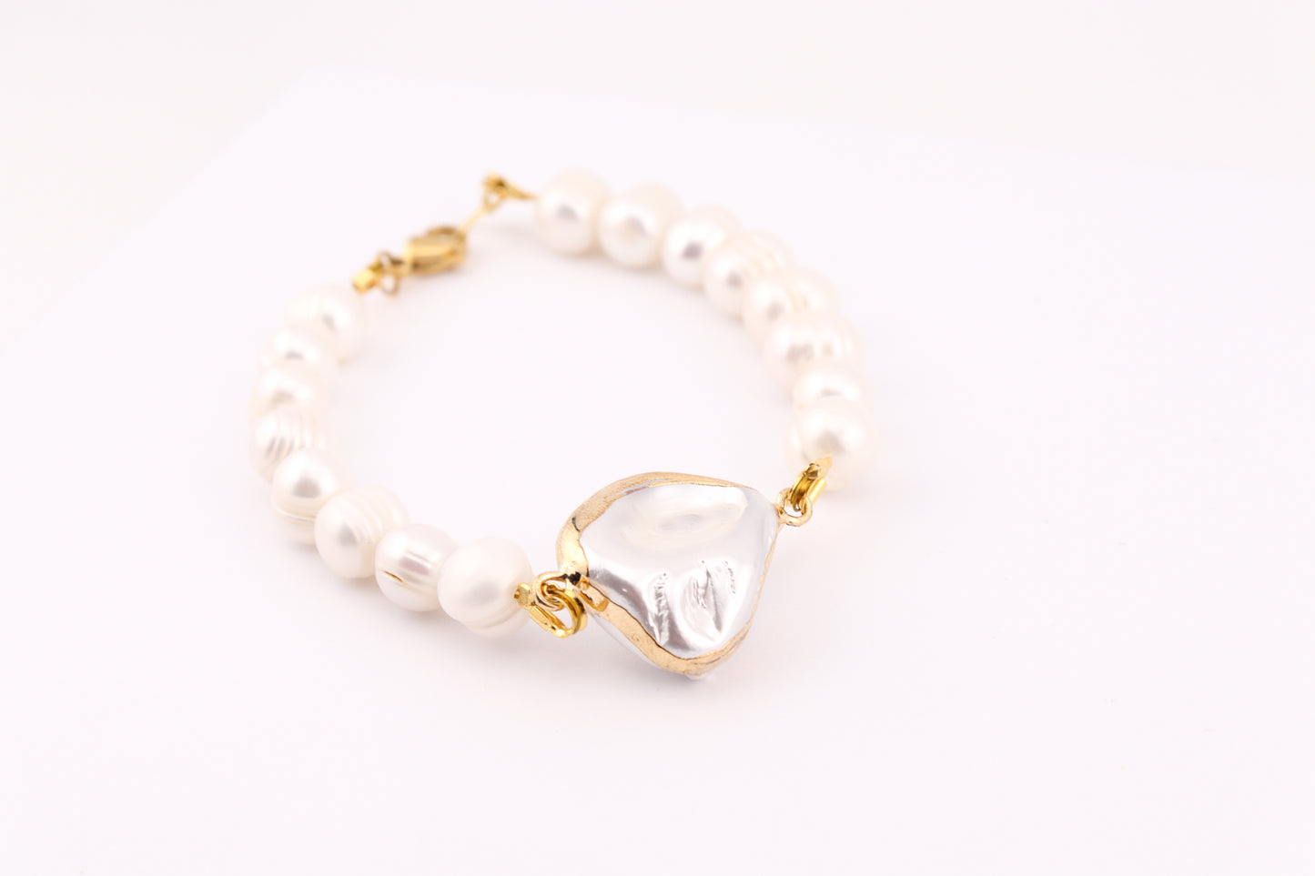 PERŁA W OPRAWIE  - BRANSOLETKA Z PERŁĄ