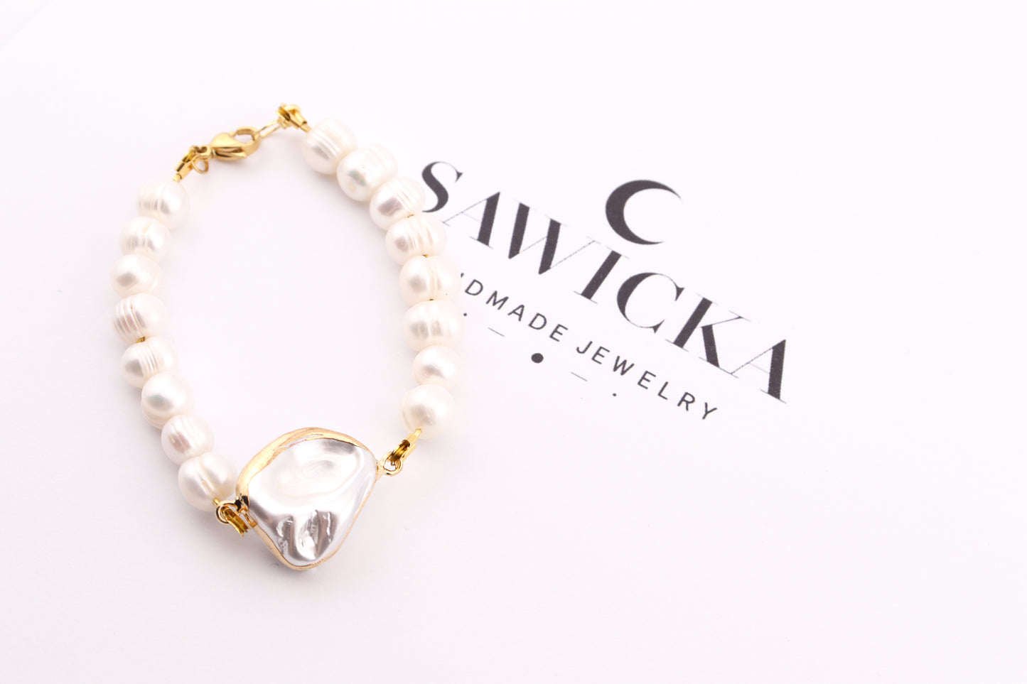 PERŁA W OPRAWIE  - BRANSOLETKA Z PERŁĄ