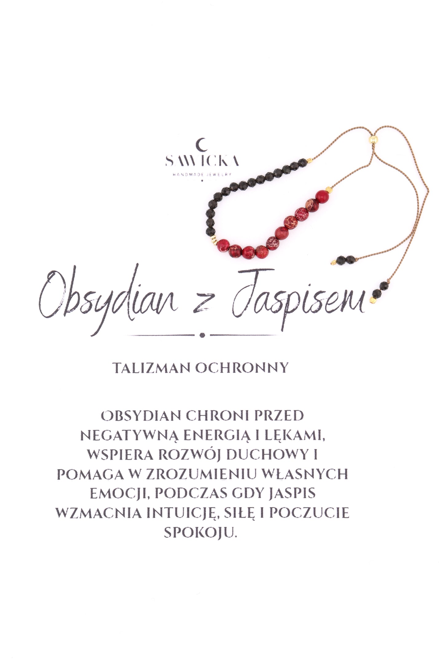 BRANSOLETKA TALIZMAN OCHRONNY OBSYDIAN Z JASPISEM